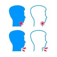 zeer keel. symptomen icoon. bacterieel en virale infectie, keelontsteking. vector voorraad illustratie.