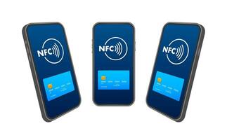 contactloos draadloze betalen teken logo. nfc technologie. vector voorraad illustratie.