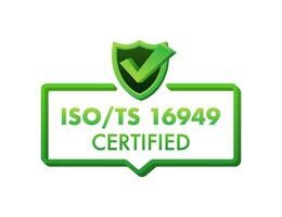 iso ts 16949 gecertificeerd insigne, icoon. certificaat stempel. vlak ontwerp beweging grafiek 4k vector