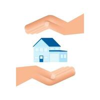 zakenmannen hand- Holding een huis. huis verhuur, eigendom, echt landgoed concept. beweging grafiek . technologie concept 4k vector