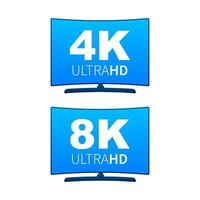 4k en 8k ultra hd label. hoog technologie. LED televisie Scherm. vector illustratie.