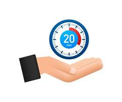 de 20 minuten, stopwatch beweging grafiek hand- icoon. stopwatch icoon in vlak stijl, timer Aan Aan kleur achtergrond. beweging grafiek 4k vector