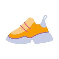 dik zool sneaker, geel rennen schoenen, tekenfilm stijl. modieus modern vector illustratie geïsoleerd Aan wit achtergrond, hand- getrokken, vlak