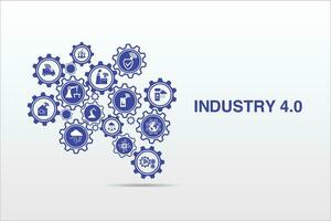 industrieel 4.0 werkwijze systeem Aan industrieel fabriek en verbinding met automatisering, robot, gegevens beheer. industrie 4.0 en slim producties icoon reeks vector