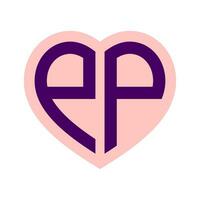 logo p hart monogram 2 brieven alfabet doopvont liefde logo Valentijn logotype borduurwerk vector