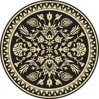 vector goud en zwart ronde Turks ornament. poef cirkel, ring, kader