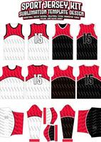 rood zwart diagonaal strepen Jersey ontwerp sportkleding lay-out sjabloon vector