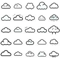 wolk icoon reeks minimalistisch stijl zwart wit vector