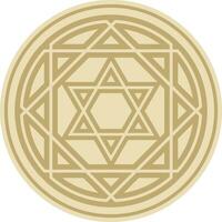 vector ronde gouden Joods nationaal ornament. ster van david. semitisch volk cirkel, patroon. Israëlisch etnisch teken, ring