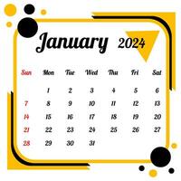 januari 2024 kalender vector