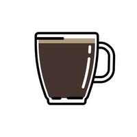 vector illustratie van een geïsoleerd zwart koffie kop Aan een wit achtergrond. vlak stijl glas koffie beker.