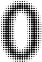 halftone effect nummers. stippel doopvont getallen 0 nul vector