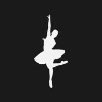 hoog details van ballerina silhouet. minimaal symbool en logo van sport. fit voor element ontwerp, achtergrond, banier, achtergrond, omslag, logo. geïsoleerd Aan zwart achtergrond. vector eps 10
