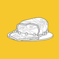 schattig steak lunch menu voedsel tekenfilm digitaal postzegel schets vector