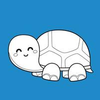 schattig schildpad vijver dier tekenfilm digitaal postzegel schets vector