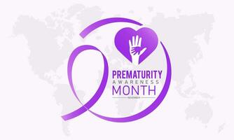 prematuriteit bewustzijn maand is opgemerkt elke jaar in november. november is nationaal prematuriteit bewustzijn maand. vector sjabloon voor banier, groet kaart, poster met achtergrond.