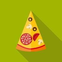 pizza plat pictogram met lange schaduw, vectorillustratie vector