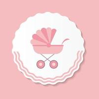 vectorillustratie van roze kinderwagen voor pasgeboren meisje vector