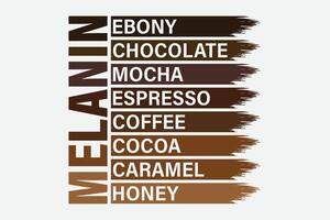 melanine ebbehout chocola mokka espresso koffie cacao karamel honing Afrikaanse Amerikaans Dames t-shirt ontwerp vector