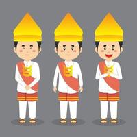 lampung Indonesië karakter met verschillende expressie with vector