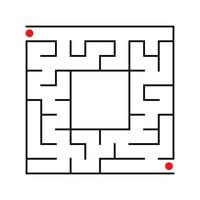 zwart abstract vierkant doolhof met een plek voor uw afbeelding. een interessant en nuttig spel voor kinderen. een eenvoudige platte vectorillustratie geïsoleerd op een witte achtergrond. vector