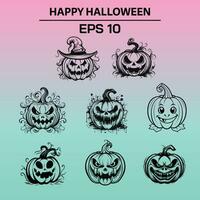 halloween pompoen, negen verschillend stijl vector