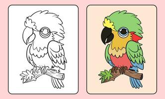 kleur mascotte met papegaai karakter, tekenfilm illustratie vector