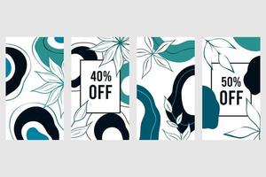 elegante abstracte achtergrond sociale media banner sjabloon botanische vector set bloemen tekening met abstracte vorm