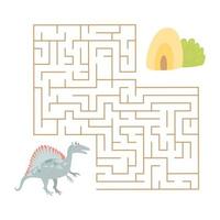 leuke cartoon dinosaurus doolhofspel. labyrint. vector