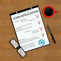 teken contract bank lening. vector bedrijf overeenkomst document, financiën toepassing illustratie