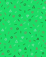 een groen achtergrond met een patroon van driehoeken en cirkels vector