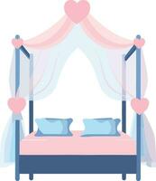 hand- getrokken bruiloft bed in een bruiloft concept in vlak stijl vector