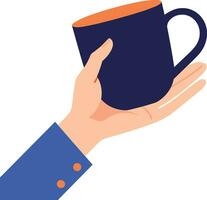 hand- getrokken hand- Holding een koffie kop in vlak stijl vector