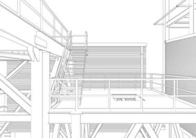 3d illustratie van industrieel gebouw vector