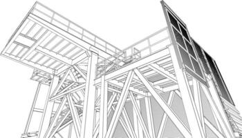 3d illustratie van industrieel gebouw vector