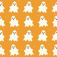 schattig naadloos patroon met halloween spookachtig of geesten, boe, schattig gelukkig halloween vector illustratie achtergrond