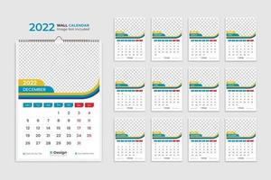 2022 wandkalendersjabloon, bureaukalender, evenementenkalender, bureaukalender vector