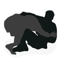 beeld van silhouetten sambo atleten in sambo worstelen, gevecht sambo, duel, gevecht, vuistgevecht, strijd, ruzie, ruzie, jiu jitsu. krijgshaftig kunst, sportiviteit vector