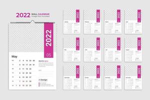 kalendersjabloon voor 2022 jaar, zakelijke en zakelijke datumplannerkalender vector