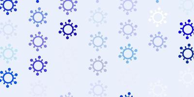 lichtroze, blauwe vectorachtergrond met virussymbolen. vector