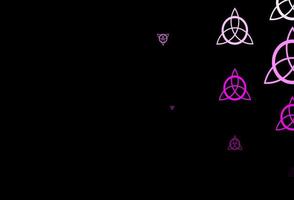 donkerpaars, roze vector sjabloon met esoterische tekens.