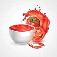 tomatensaus realistische samenstelling vectorillustratie vector