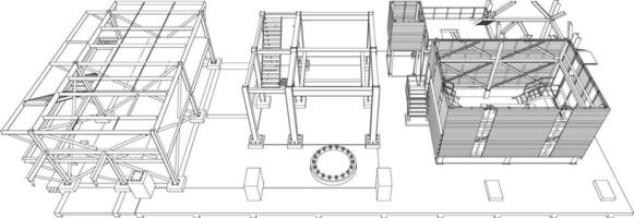 3d illustratie van industrieel gebouw vector