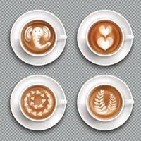 realistische latte art bovenaanzicht vectorillustratie vector