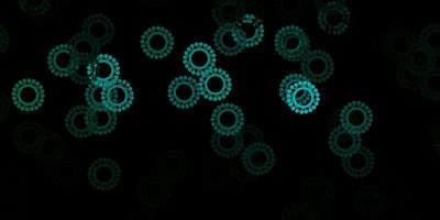 donkergroene vector achtergrond met virussymbolen.