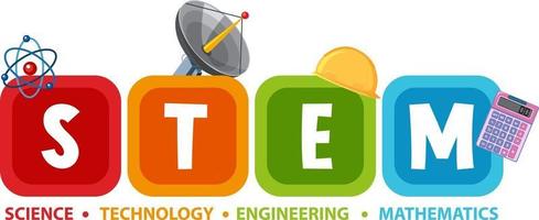 kleurrijke stam onderwijs tekstpictogram vector