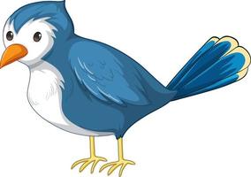 een blauwe vogel in staande pose in cartoon-stijl geïsoleerd vector