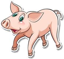 een schattig varken cartoon dieren sticker vector