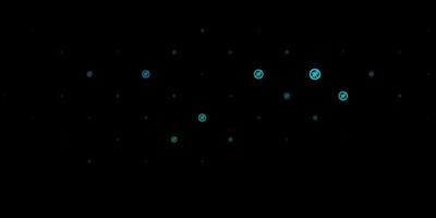 donkerblauwe, groene vectorachtergrond met covid-19 symbolen. vector