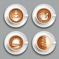 latte art bovenaanzicht icon set vectorillustratie vector
